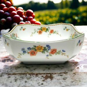 Antique Octagonal Vegetable Serving Bowl Golden Pheasant by MZ ALTROHLAUS,1916